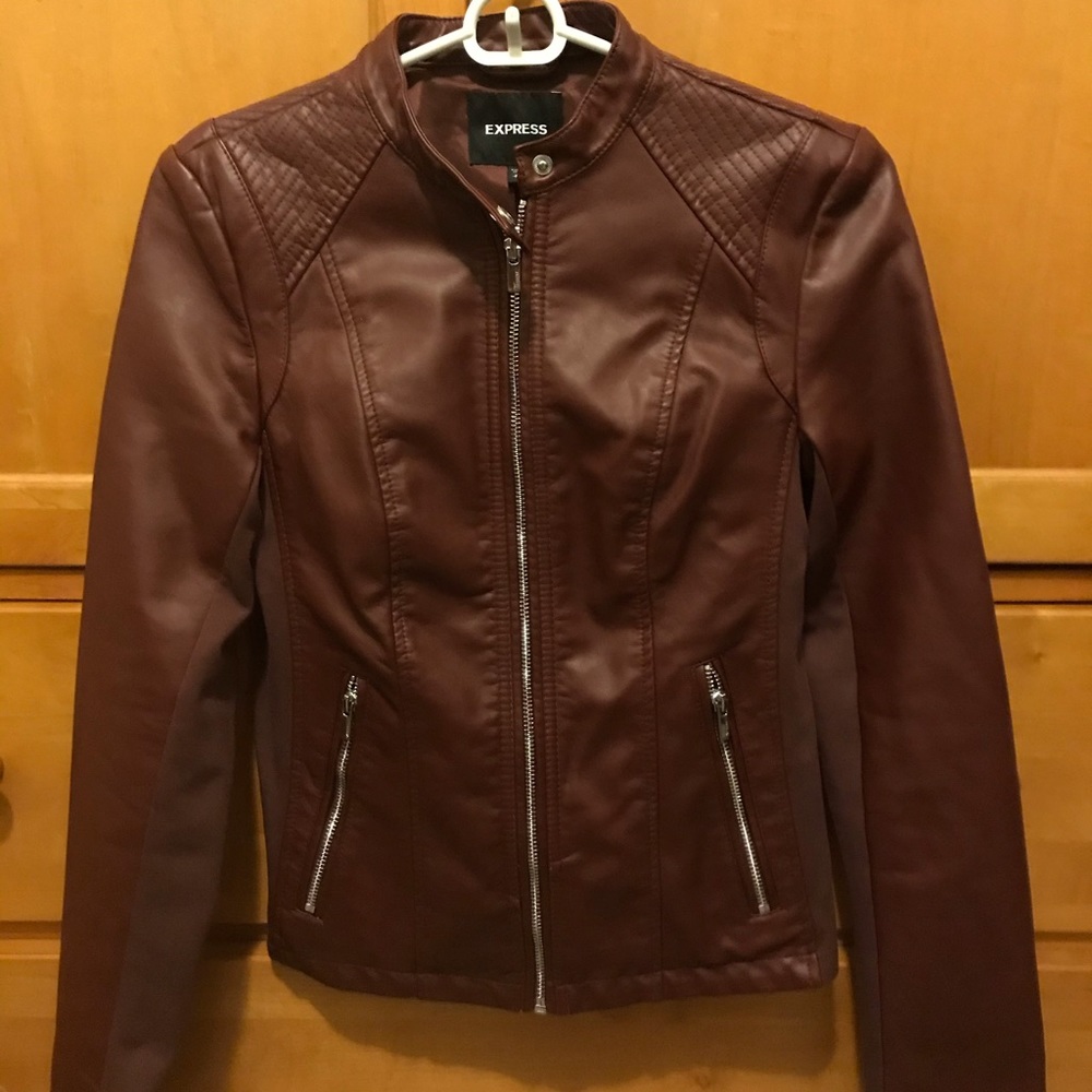 XS Express Faux Leather Burgundy Jacket